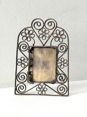 Metal Wire Picture Frame Flowers Spiral Arched Top Orante Art Nouveau Victorian